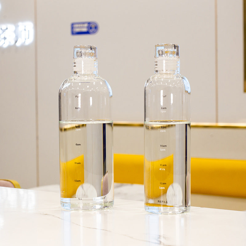 Portable Large Capacity Scale Glass Water Bottle